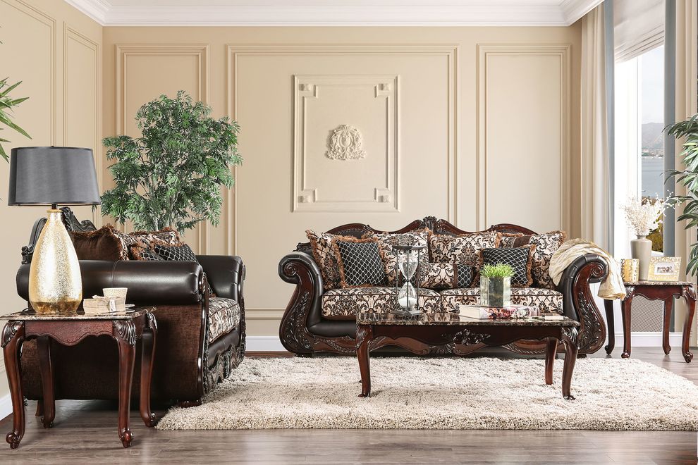 Brown/Espresso US-made Traditional Sofa by Furniture of America