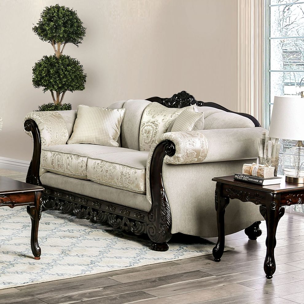 Ivory Traditional Oversized Loveseat made in US by Furniture of America