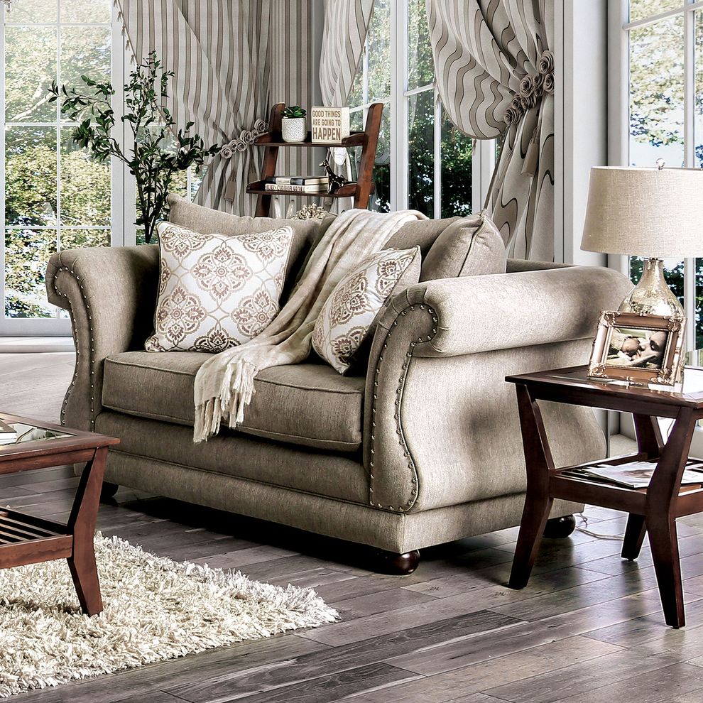 Gray Chenille Traditional US-Made Loveseat by Furniture of America