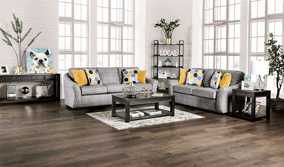 Light gray linen-like fabric sofa by Furniture of America