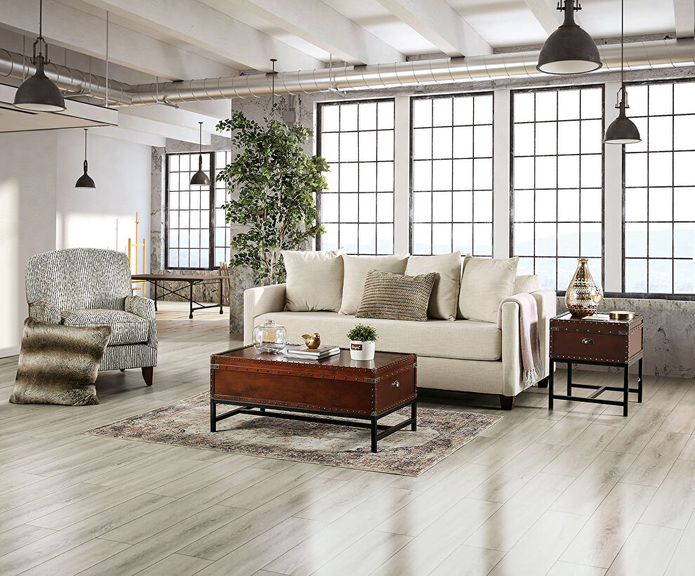 Modern-style beige chenille fabric sofa w/ sleeper by Furniture of America