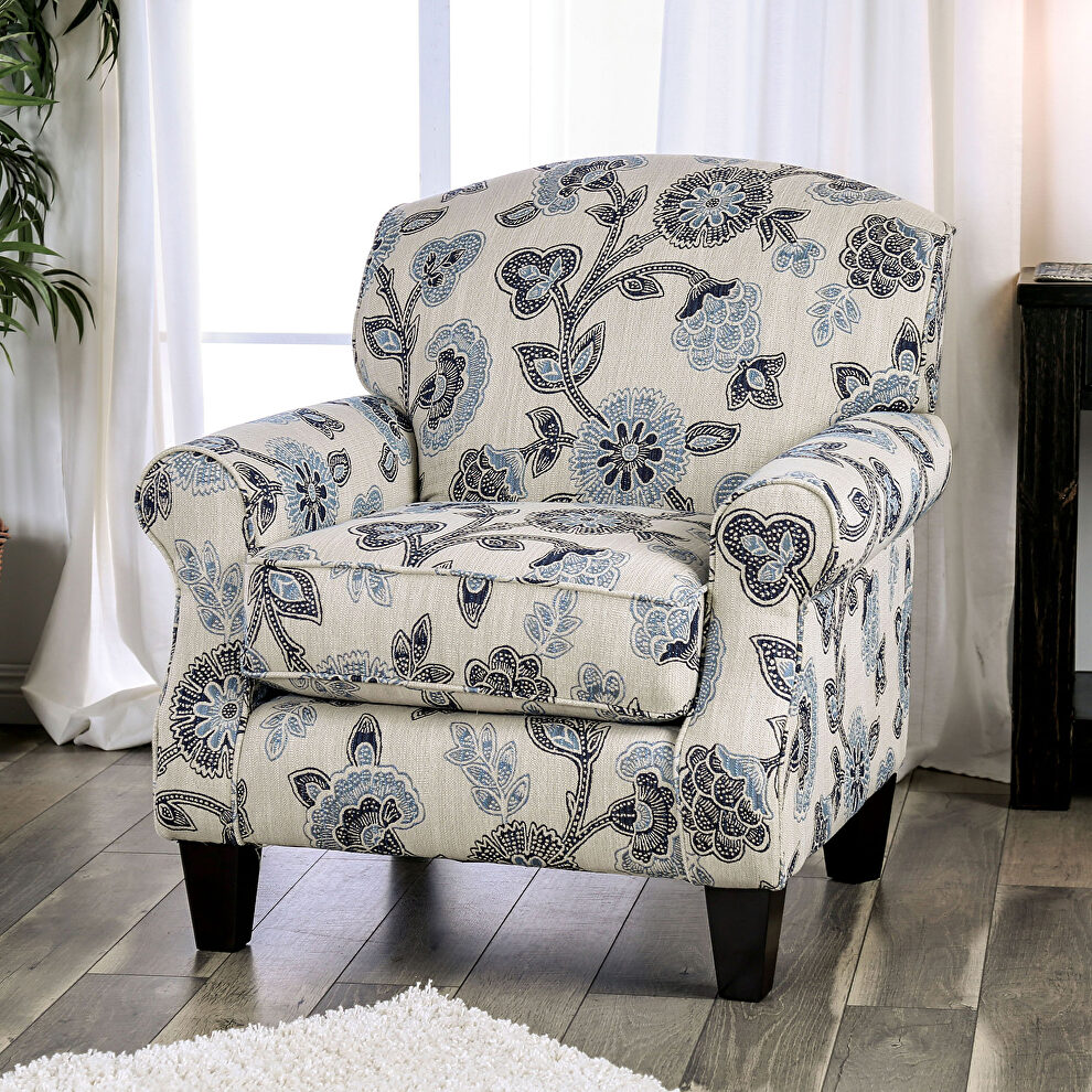 Ivory floral transitional chair by Furniture of America