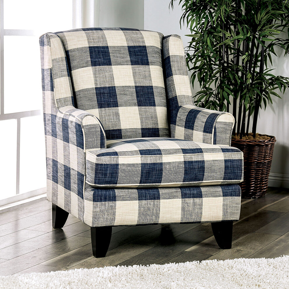Cozy blend of modern chic patterning checkered chair by Furniture of America