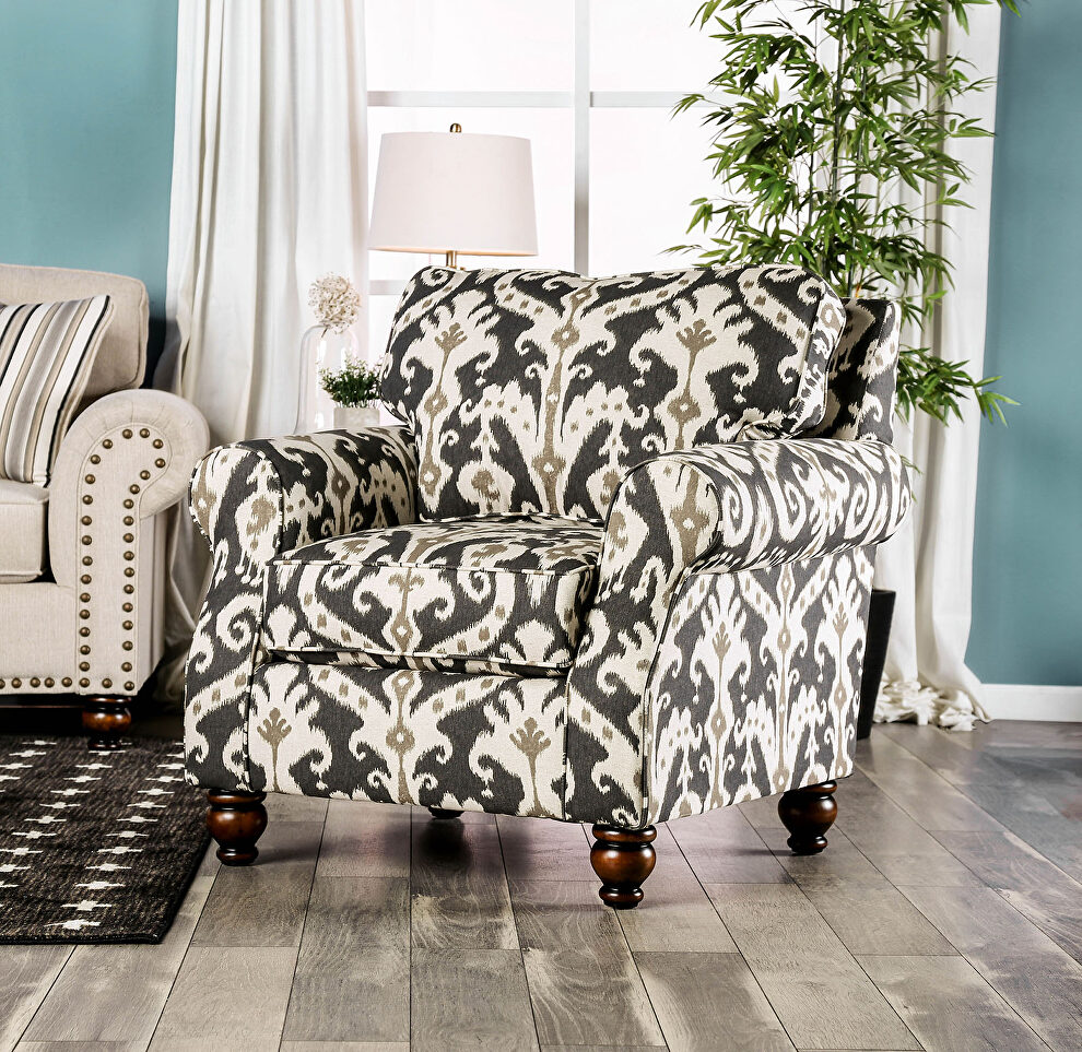 Gray/pattern transitional chair by Furniture of America