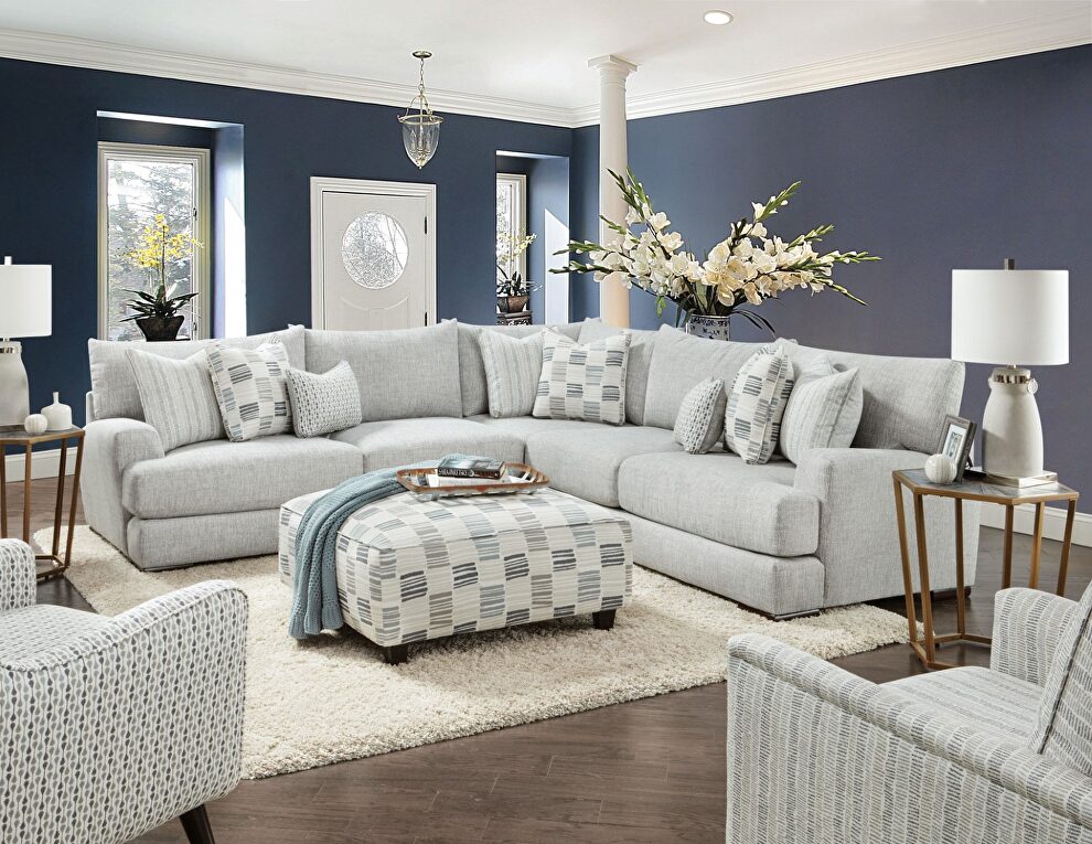 Elegantly-inspired modern delight sectional sofa in gray soft weave fabric by Furniture of America