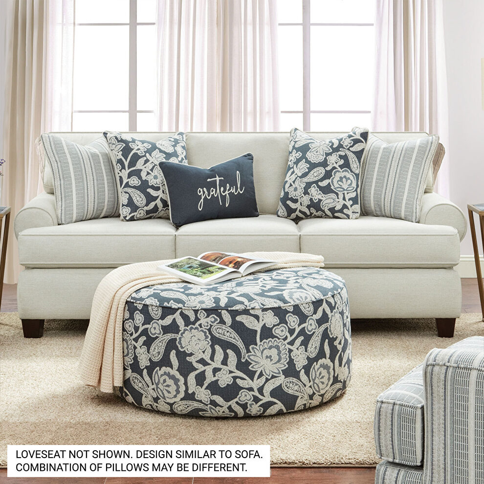 English-style rounded low-profile arms ivory-colored loveseat by Furniture of America