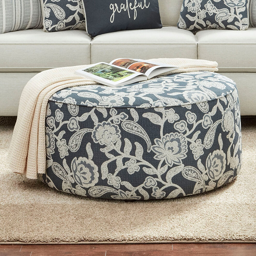 Artful two-tone vintage floral pattern ottoman by Furniture of America