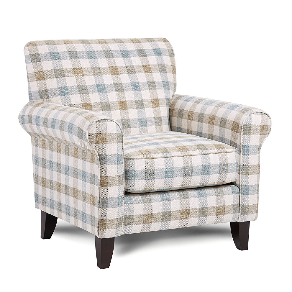 Flannel-like pattern of light pastels chair by Furniture of America
