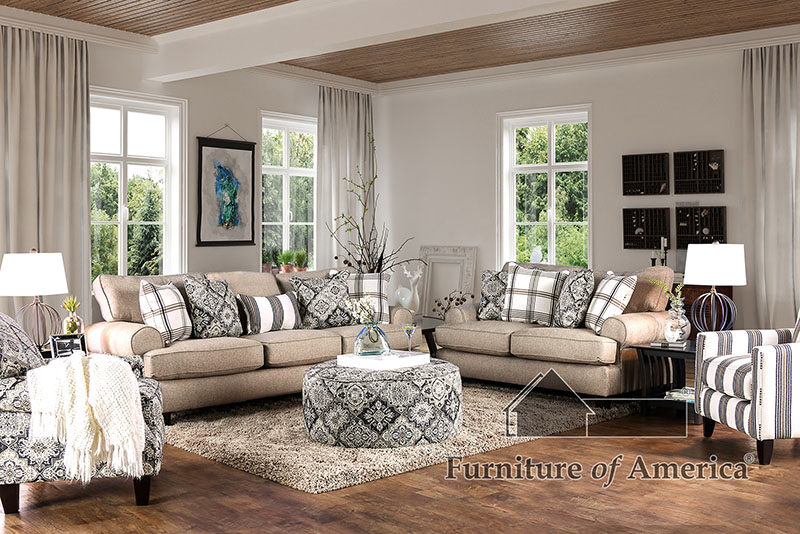 Beige sun and stain resistant revolution fabric sofa by Furniture of America