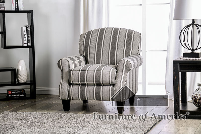 Charcoal striped transitional chair by Furniture of America