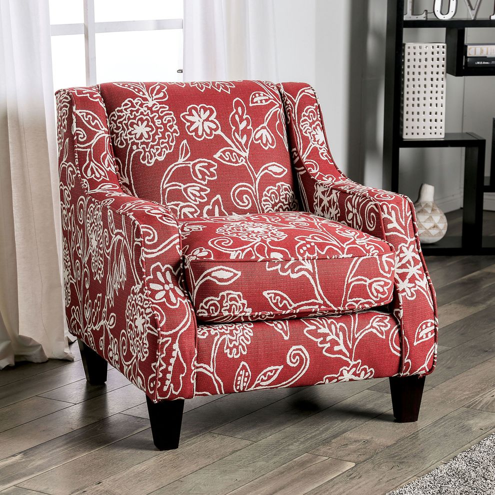 Orange Transitional Chair, Floral by Furniture of America