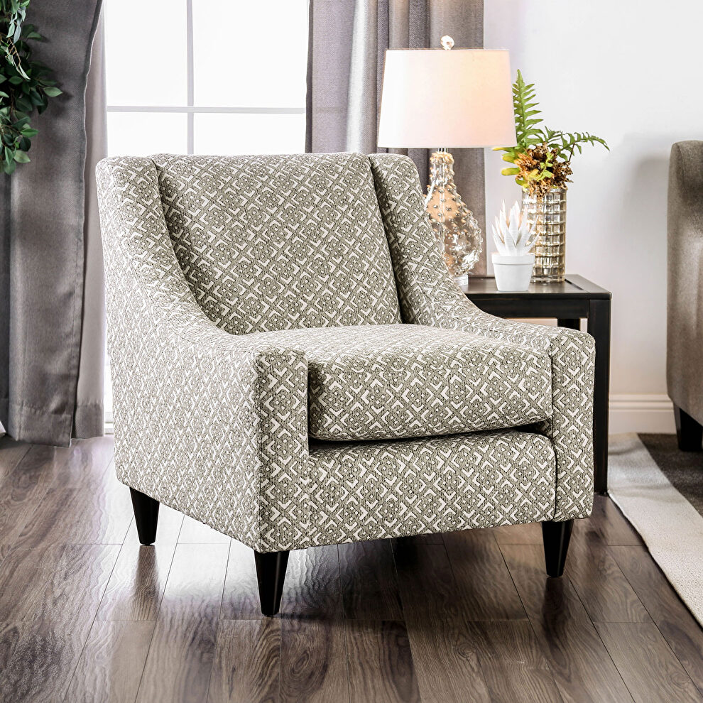 Light gray/pattern transitional square chair by Furniture of America