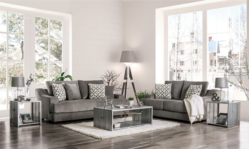 Gray adrian contemporary sofa made in us by Furniture of America