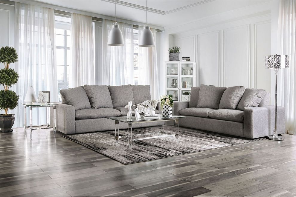 Gray Acamar Contemporary Sofa Made in US by Furniture of America