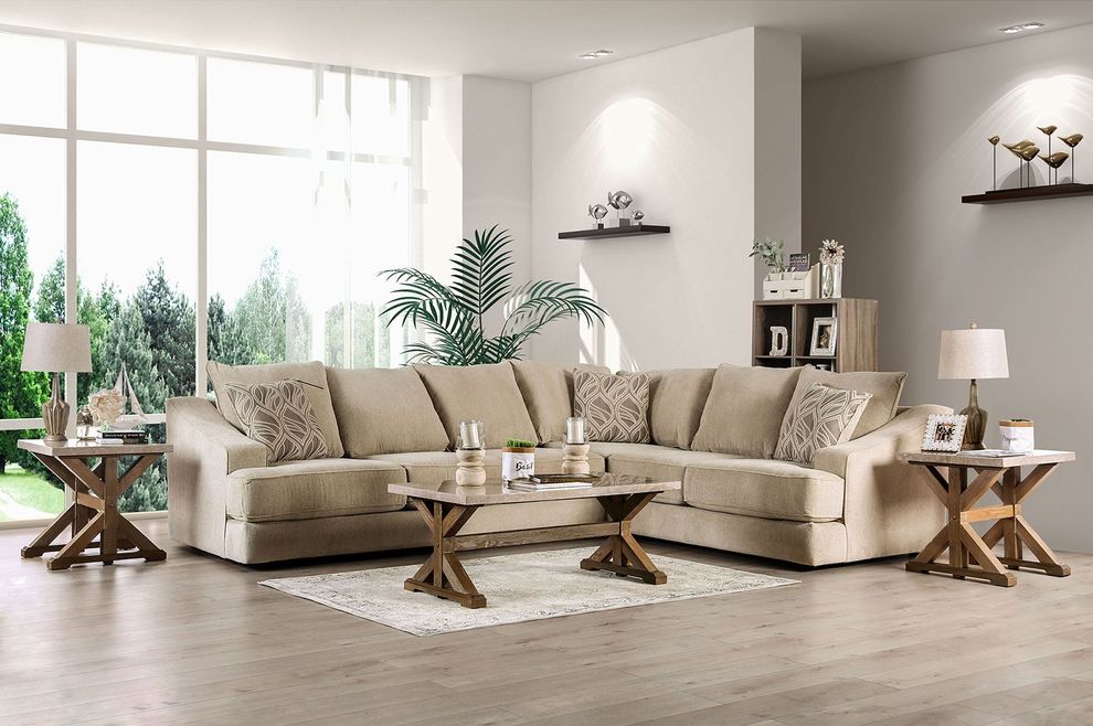 Beige US-made Oversized Contemporary Sectional by Furniture of America