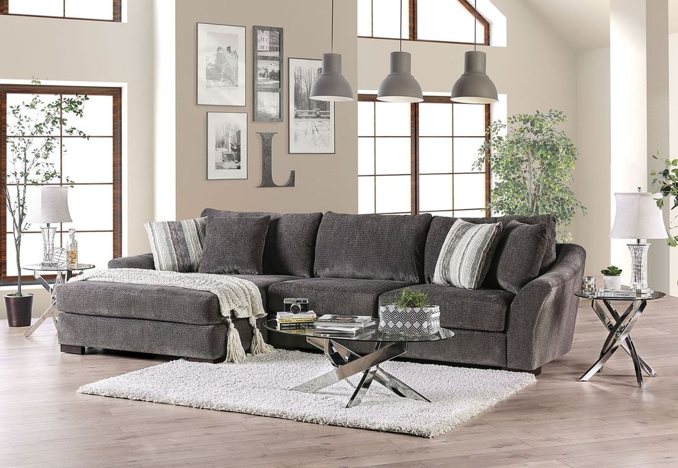 Charcoal us-made contemporary sectional by Furniture of America