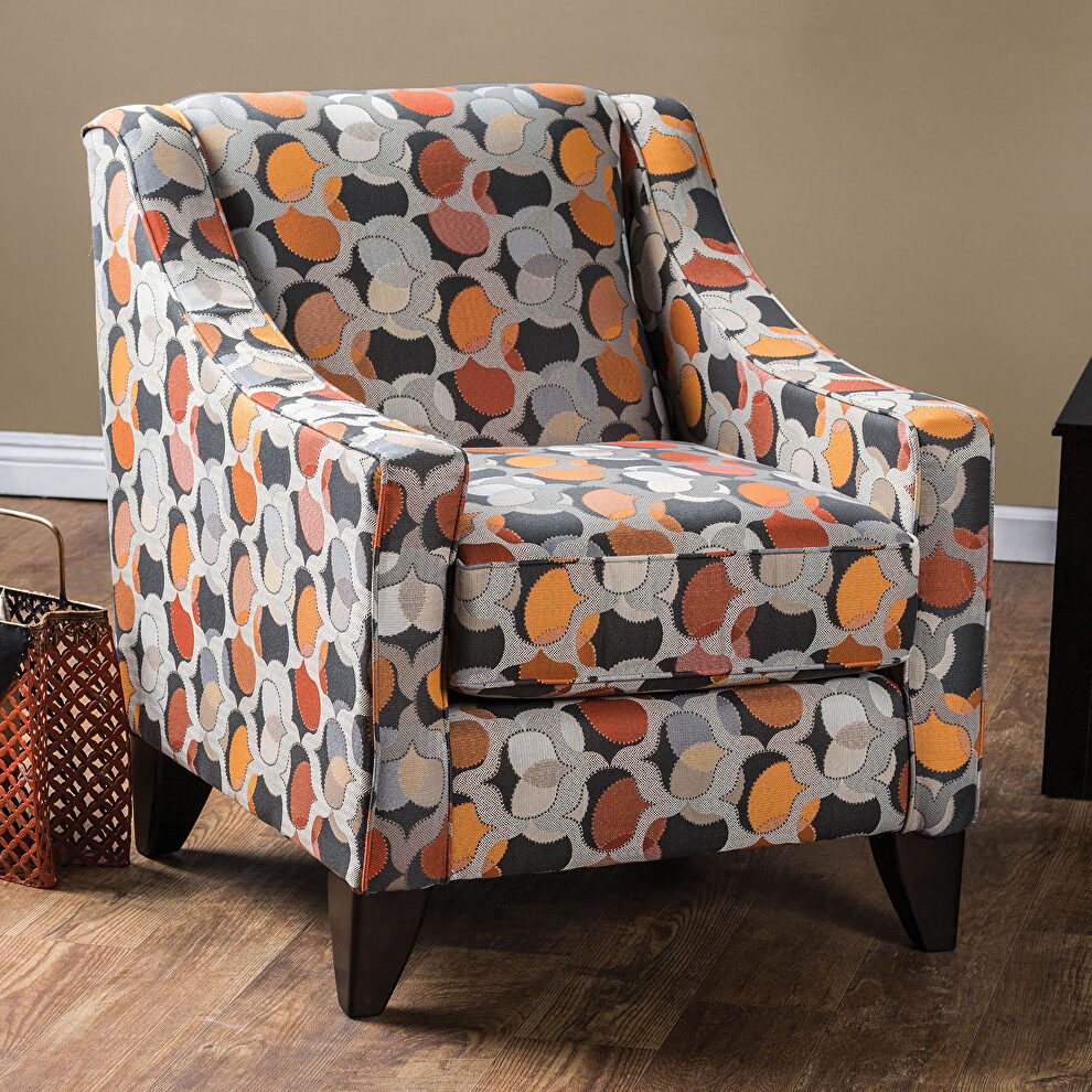 Ogee pattern orange/multi contemporary chair by Furniture of America