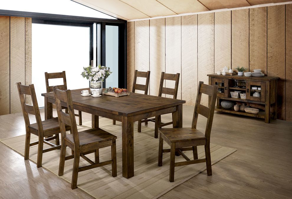 Sturdy rustic oak wood table by Furniture of America