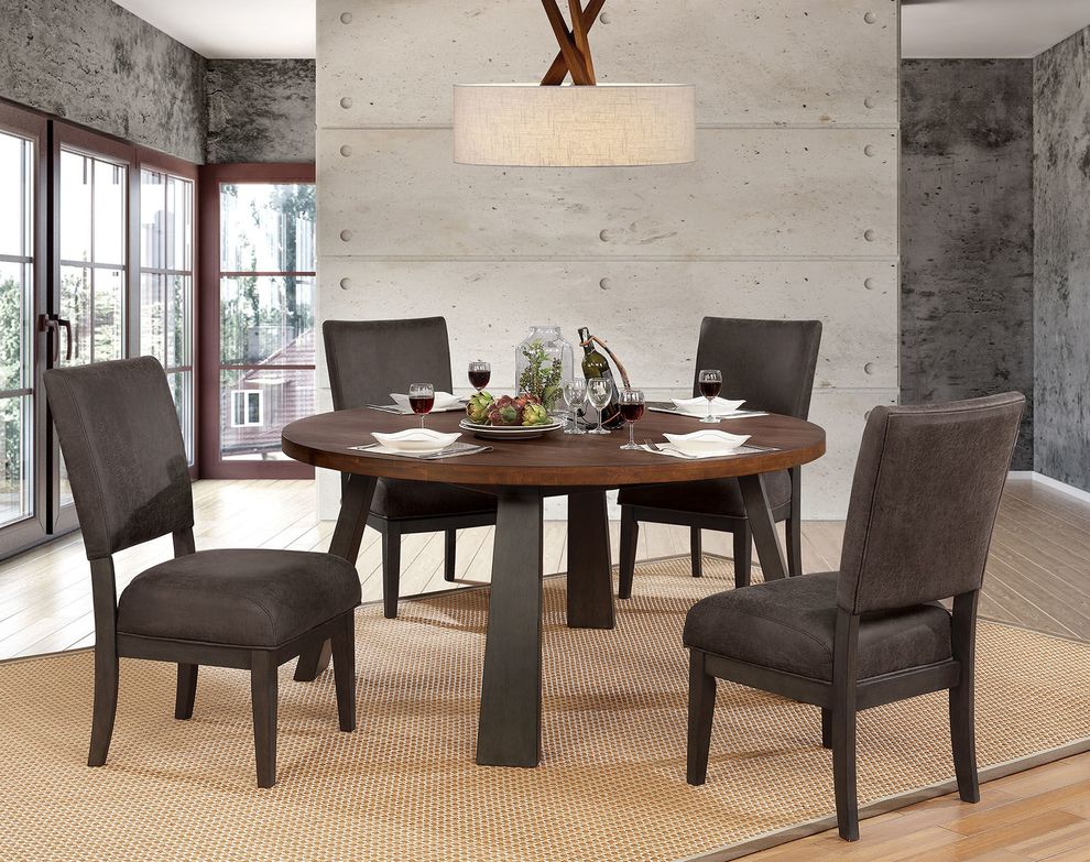 Solid wood contemporary round table by Furniture of America