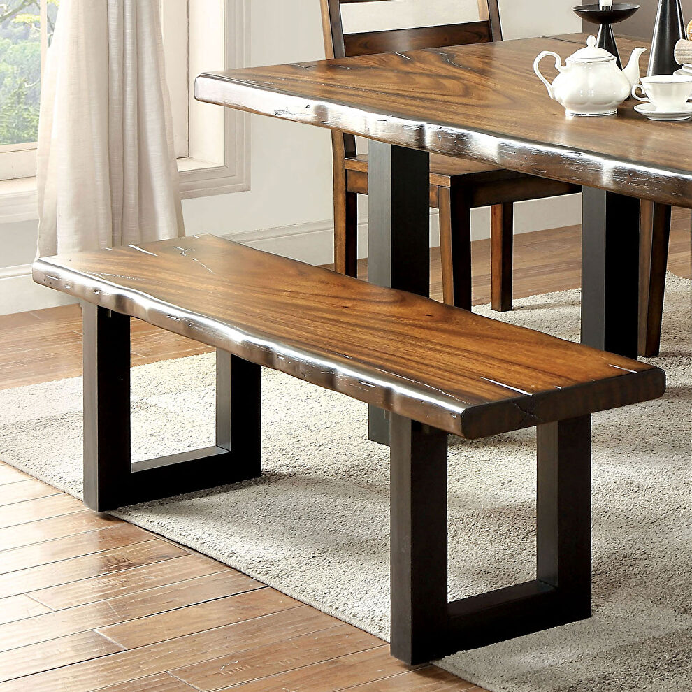 Casual style warm oak finish bench by Furniture of America