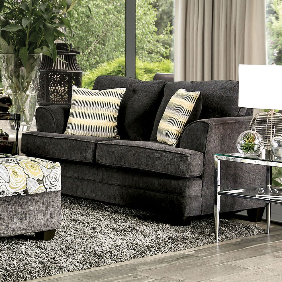 Gray chenille fabric US-made casual style loveseat by Furniture of America