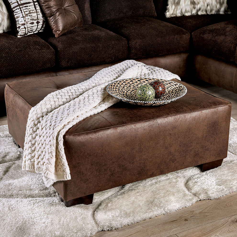 Brown contemporary ottoman by Furniture of America