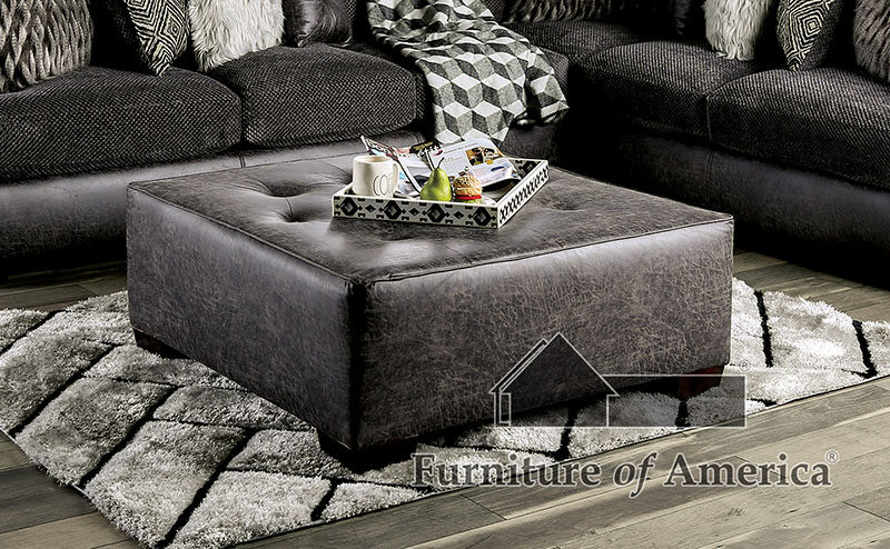 Gray contemporary ottoman by Furniture of America