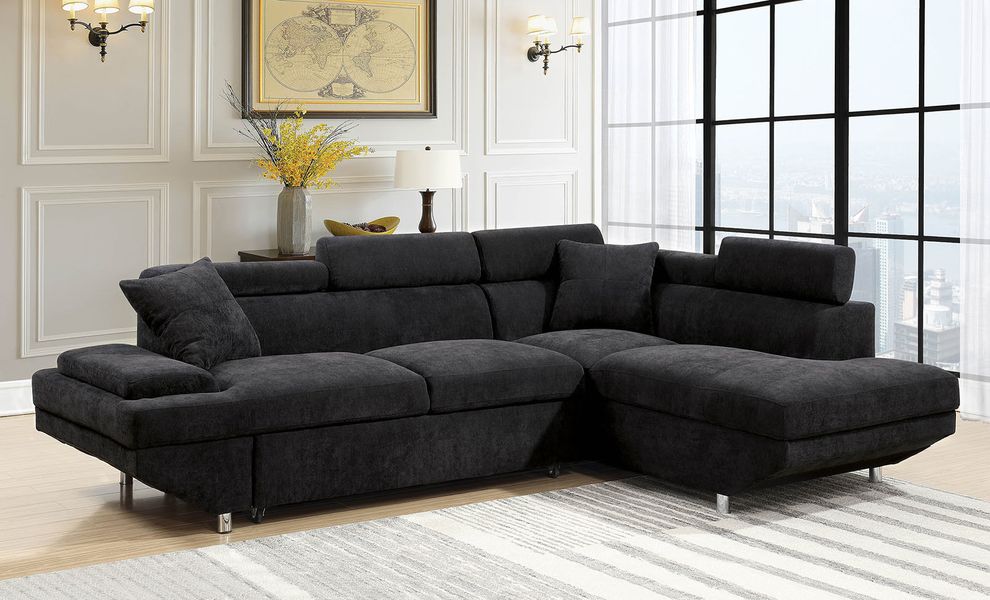 Contemporary adjustable arms sectional sofa by Furniture of America