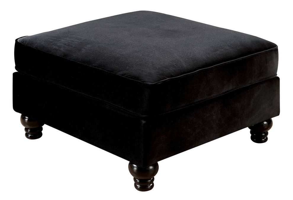 Black fabric tufted button design ottoman by Furniture of America