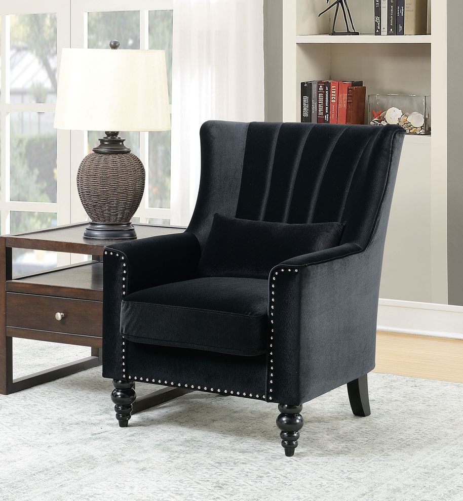 Black fabric contemporary chair w/ rounded arms by Furniture of America