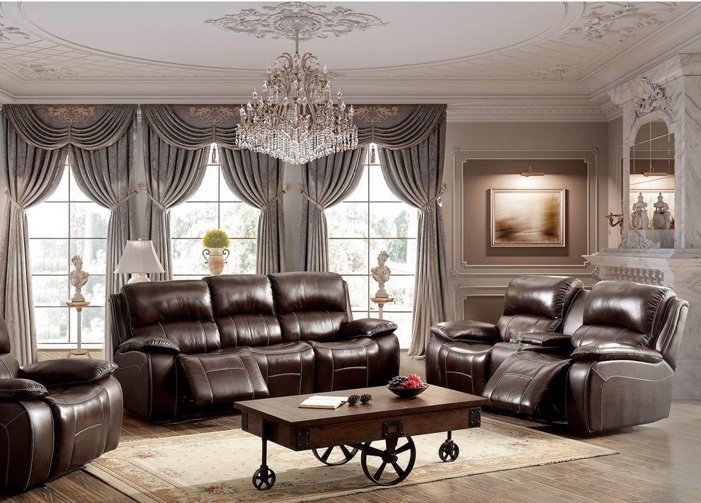 Rustic brown home theater sectional w/ recliners by Furniture of America