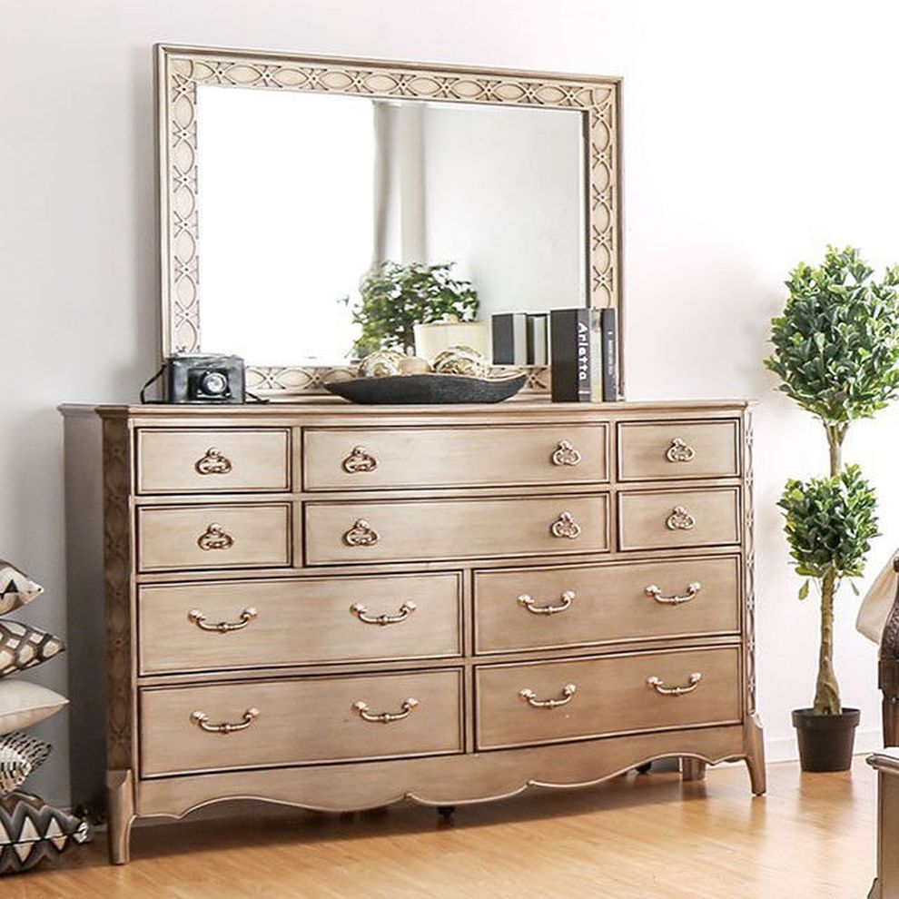 Brushed gold finish glam style dresser by Furniture of America