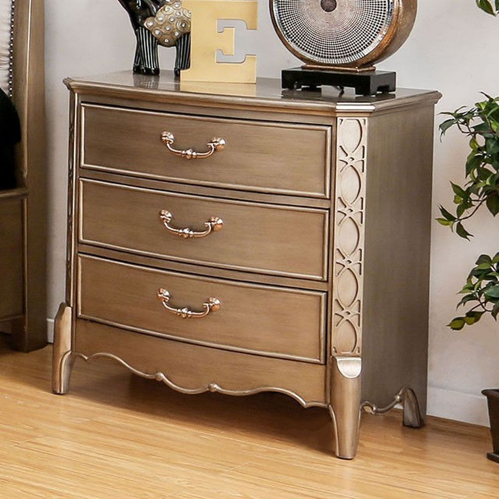 Brushed gold finish glam style nightstand by Furniture of America