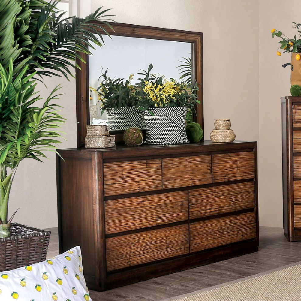 Summer style wood grain finish dresser by Furniture of America