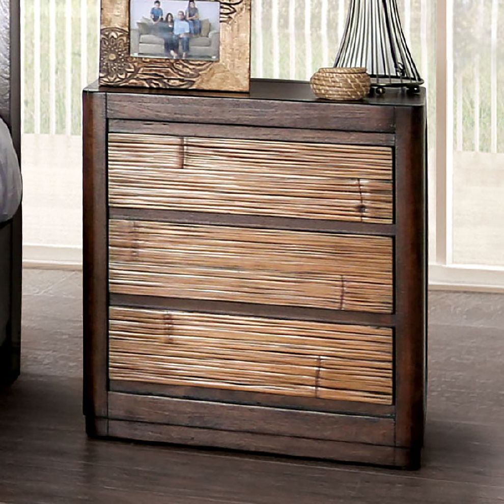 Summer style wood grain finish nightstand by Furniture of America