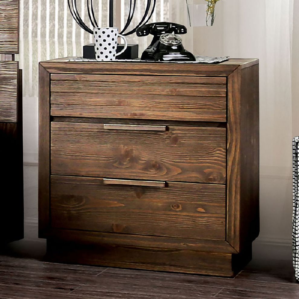 Natural wood minimalist style nightstand by Furniture of America