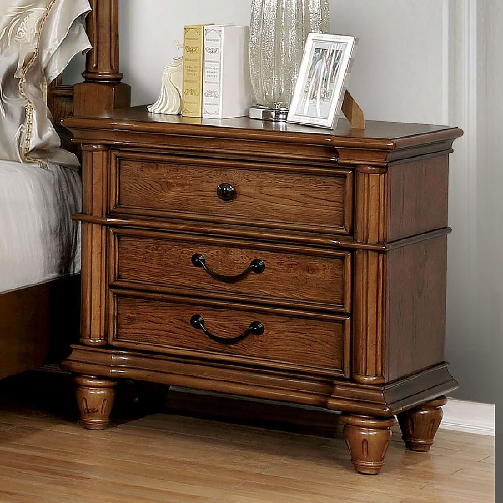 Classic farmhouse style light oak nightstand by Furniture of America