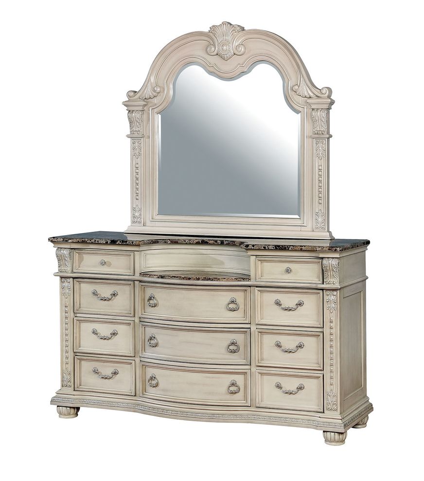 Genuine marble top traditional style dresser by Furniture of America