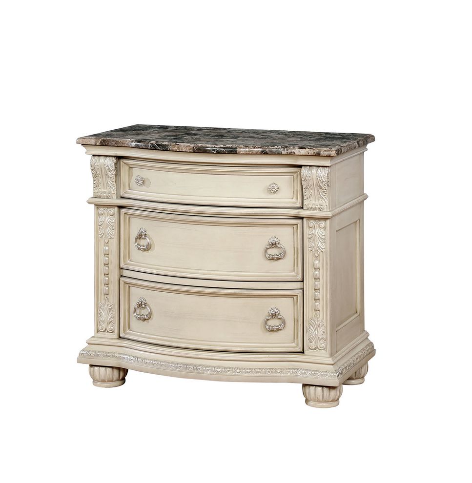Genuine Marble Top Traditional Style nightstand by Furniture of America