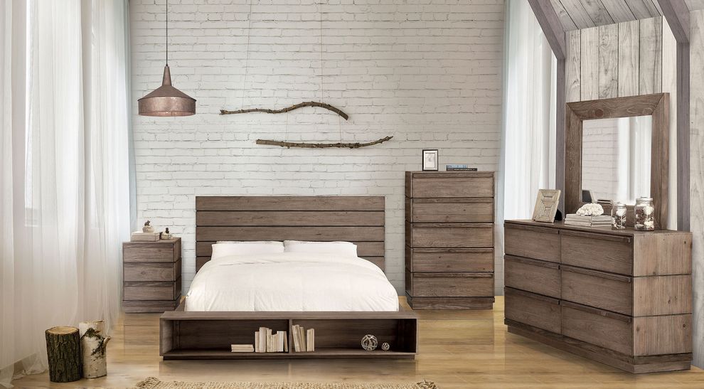 Footboard bookcase stylish modern king bed by Furniture of America