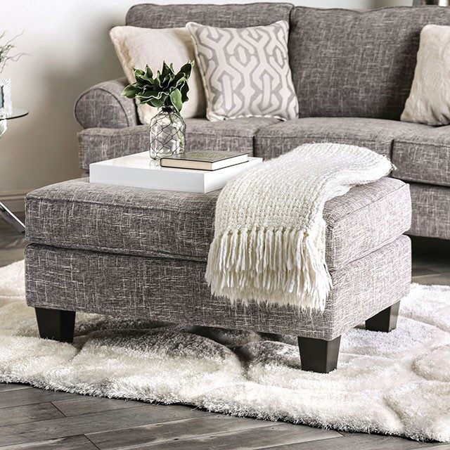 Gray transitional ottoman by Furniture of America
