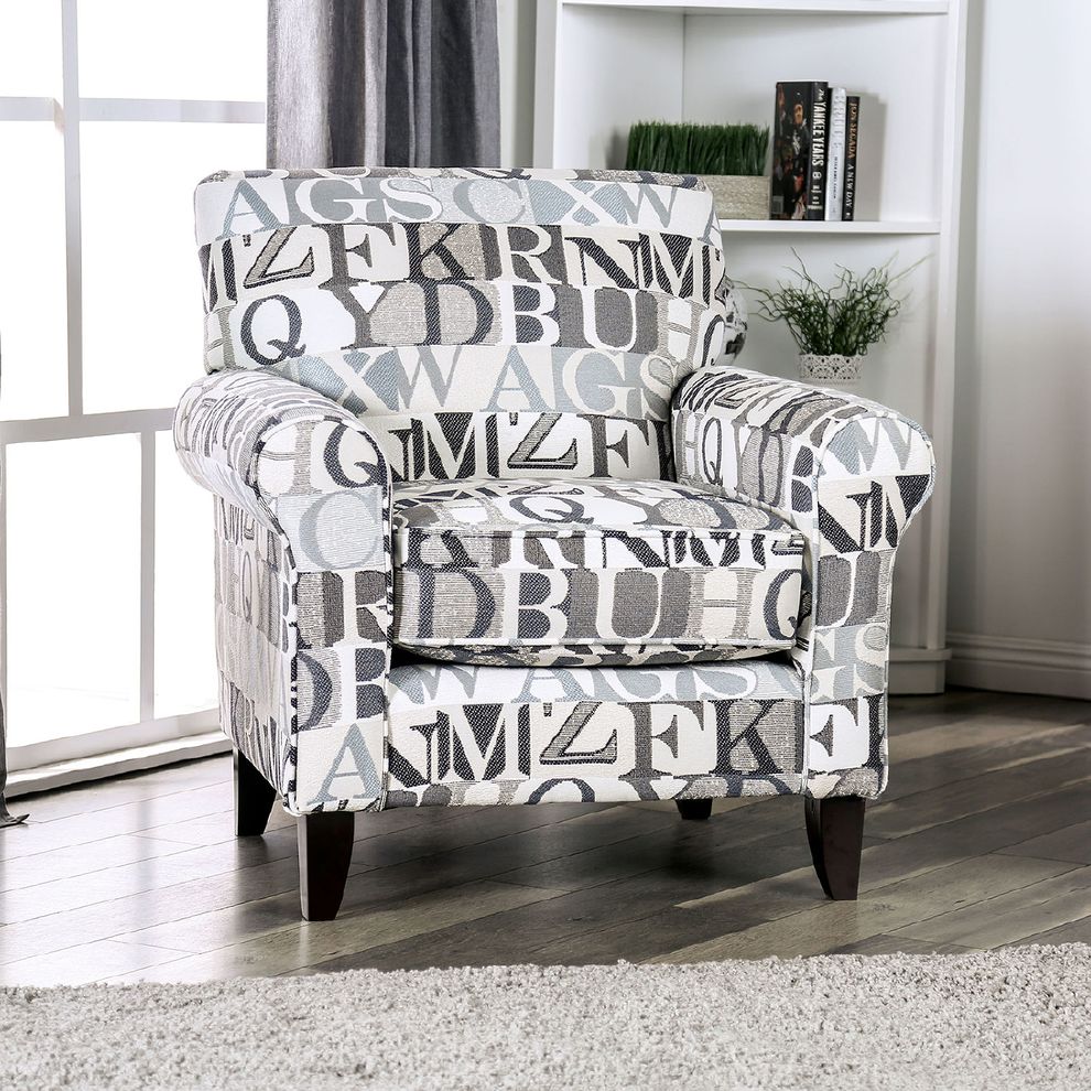 Bluish Gray linen-like fabric casual style chair by Furniture of America