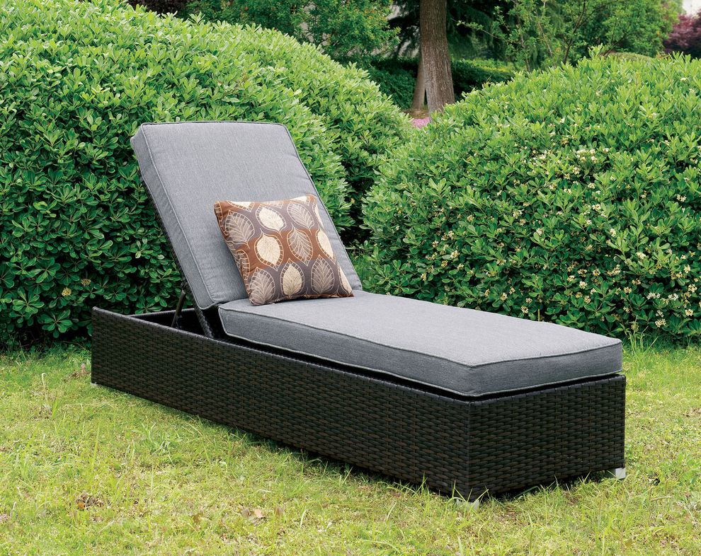Outdoor patio style chaise lounge chair in gray by Furniture of America