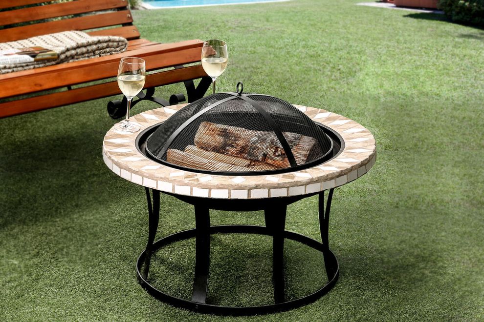Rounded fireplace for your patio by Furniture of America