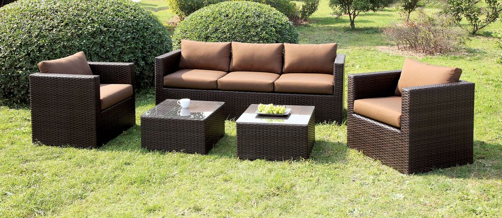 5pcs outdoor furniture set in brown by Furniture of America