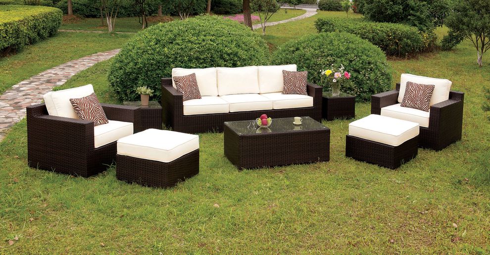 8 Pc. Patio Sofa Set in White by Furniture of America