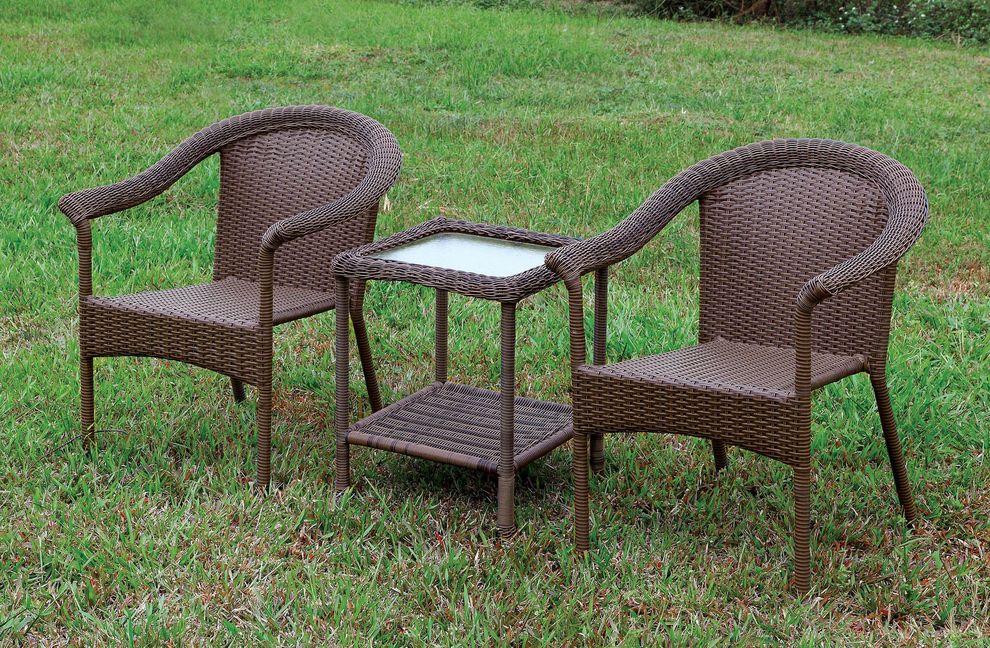 3pcs table + 2 chairs outside patio set by Furniture of America