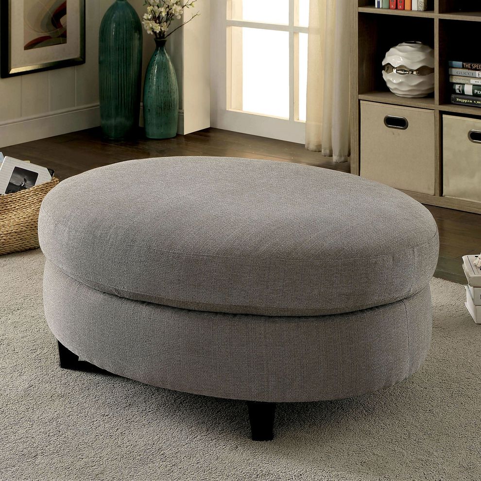 Warm Gray Contemporary Ottoman by Furniture of America