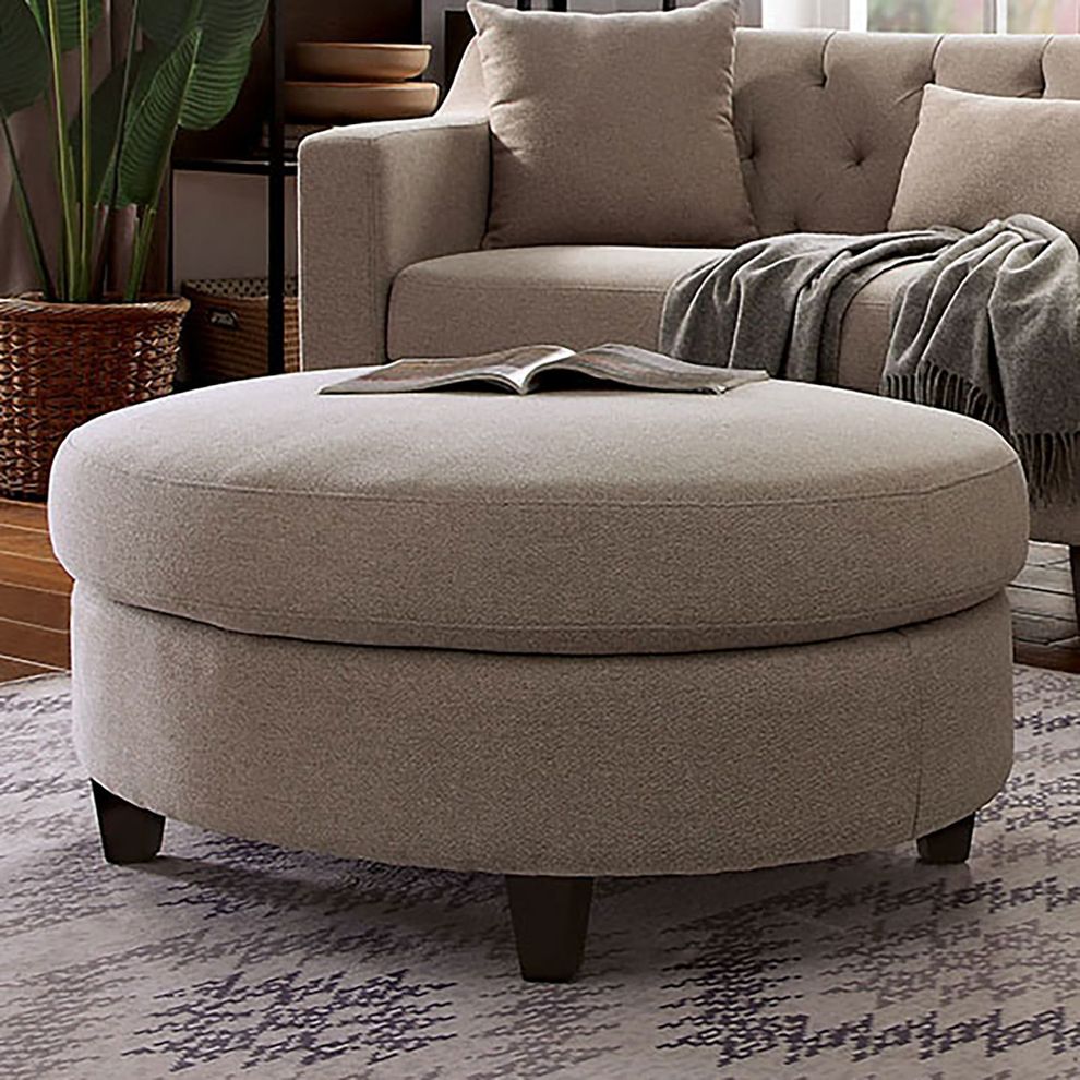 Taupe Contemporary Ottoman by Furniture of America