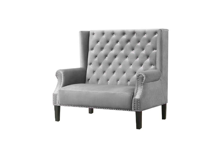 Tall tufted bench / settee in glam style w/ tufted seats by Cosmos
